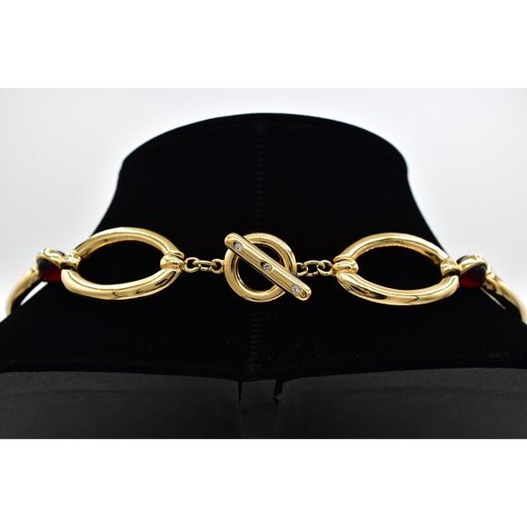 Givenchy Vintage Cabochon Heart Collar Necklace Crystal Chunky RARE Signed Bin7B - Picture 10 of 16